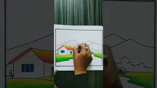 Oil Pastels Drawing | Nature Drawing Easy | Short Scenery Drawing Video| Landscape Drawing | #Shorts