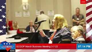 March 7th 2022 GCGOP Monthly Business Meeting