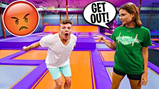 BREAKING ALL THE RULES AT BEST TRAMPOLINE PARK! *CAUGHT*