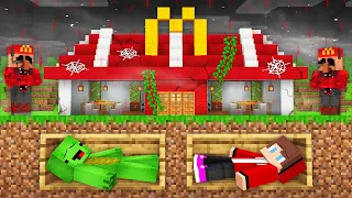 JJ and Mikey Buried Alive Under SCARY MCDONALDS in Minecraft - Maizen