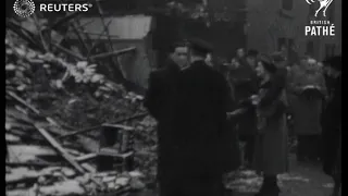 UK: King George VI and Queen Elizabeth tour London bomb damage (1941)
