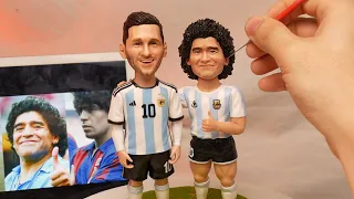 Maradona and Messi made from polymer clay, handmade realistic clay figures .【Clay producer Leo】