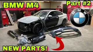 REBUILDING A WRECKED 2019 BMW M4 PART 2 "NEW PARTS ARRIVED"