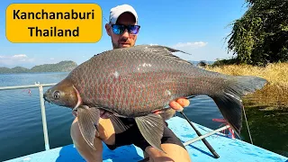 Khao Laem Dam Fishing kanchanaburi. Fishing in Thailand Black Sharkminnow carp