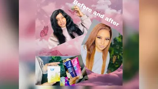 Bleached my wig from black to blonde//with kair highlight blond-kit//South African Youtuber