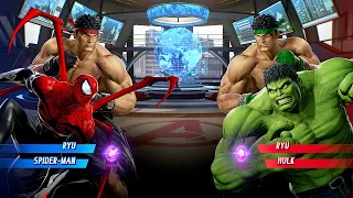 Hulk & Ryu VS Spiderman & Ryu (Hardest AI) - Marvel vs Capcom : Infinite