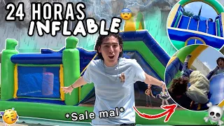 24 HORAS en un INFLABLE 😳 *En la calle y con lluvia* 🌧 | Leo Study