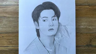 Draw with me- Jungkook BTS drawing tutorial | pencil drawing for beginners | pencil sketch | រៀនគូរ