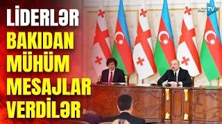 Azərbaycan Prezidenti və Gürcüstanın Baş naziri mətbuata birgə bəyanatlarla çıxış etdilər