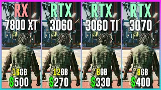 RX 7800 XT vs RTX 3060 vs RTX 3060 TI vs RTX 3070 - Test in 12 Games