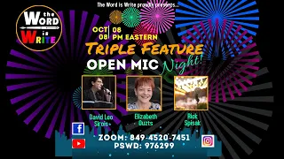 WIW Triple Feature Open Mic feat. Elizabeth Ouzts, David Leo Sirois, and Rick Spisak!