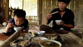 The poor boy goes fishing, cooks with the single guy, and helps with housework.