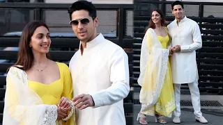 Kiara Advani and Sidharth Malhotra Distribute Sweets To Media In Mumbai