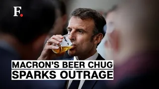 French President Macron Chugs Beer after Rugby Team’s Win, Draws Criticism