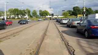 Витебский трамвай / Vitebsk Belarus tram. "ДСК - ул.14-я Полоцкая" через ул. Герцена. 24.08.2020