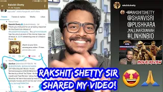 Rakshit Shetty Sir Shared My Avne Srimannarayana Movie Review Video On #Instagram and #Twitter 😊