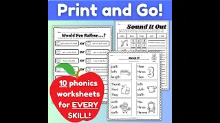 Best-selling, must-have Phonics Homework Worksheets for reading and spelling!