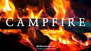 🎧 차가운 겨울 호숫가 따뜻한 모닥불, 장작 타는 소리, 불멍, 겨울 캠핑 | 4K 자연 힐링, 수면, 휴식 영상 | 충주호