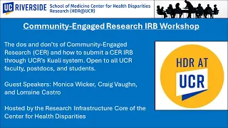 Community-Engaged Research IRB Workshop