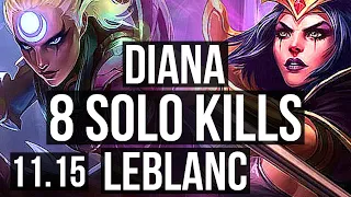 DIANA vs LEBLANC (MID) | 15/1/6, 8 solo kills, Legendary, 1.9M mastery | BR Grandmaster | v11.15