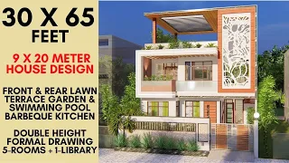 30X65 feet Contemporary Modern House with Swimming Pool & Landscape Area | 9X20 Meter | ID-063