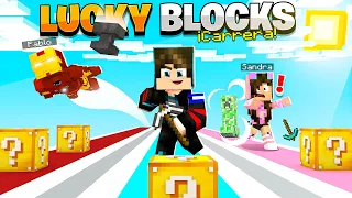 HAGO TRAMPA EN LA CARRERA DE LUCKY BLOCKS CON SANDRA CIRES PLAY Y PABLO | HaroldArtistPlay