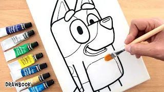 How to draw and paint BLUEY with Acrylics on Canvas (Decorative painting)