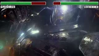 Gipsy Danger vs. Leatherback WITH HEALTHBARS | HD | Pacific Rim