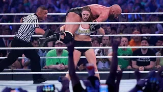 Kurt Angle and Ronda Rousey VS Triple H and Stephanie McMahon - WrestleMania 34