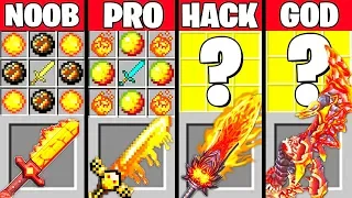 Minecraft Battle: MAGIC FIRE SWORD CRAFTING CHALLENGE - NOOB vs PRO vs HACKER vs GOD Funny Animation