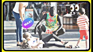 Mannequin Scare Prank for the 1st time in Aruba 😂 | The kid fall down so hard😱