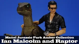 Jurassic Park Ian Malcolm and Velociraptor Amber Collection Mattel Raptor World Action Figure Review