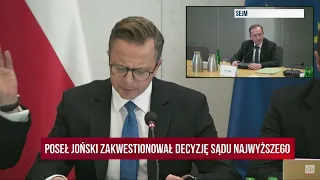 Skandaliczne zachowanie posła Jońskiego na komisji śledczej ws. tak zwanej afery wizowej