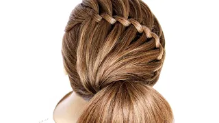 How To: Twisted Headband Braid with Ponytail for  Medium, or Long Hair #shorts