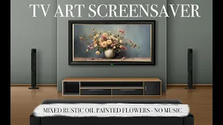 TV ART SCREENSAVER - Rustic Floral Framed 4k Vintage Art - 5 hours
