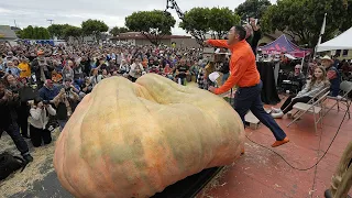 Minnesota man breaks world record with 2,749-pound gourd, wins 3rd Half Moon Bay pumpkin weigh-off