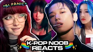 KPOP NOOB REACTS: FEELING BI PANIC 🌈 || THE BOYZ, Dreamcatcher, TAN, aespa, & SEVENTEEN