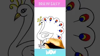 Very Easy Peacock Drawing New 🦚 #shorts #easydrawings #drawingvideos #peacockdrawing