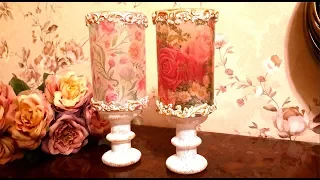 Candle Holders 🌺Easy Dollar Tree 🌺 DIY  Decoupage 🌺Home decor