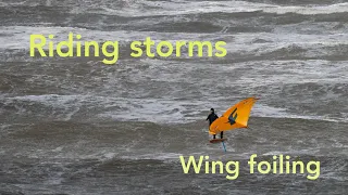 Wing Foil surfing in stormy conditions