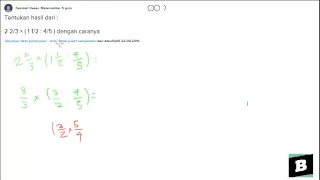 Tentukan hasil dari :  2 2/3 × ( 1 1/2 : 4/5 )