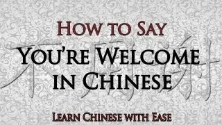 Welcome in Chinese, You're Welcome in Chinese, You Are Welcome in Chinese