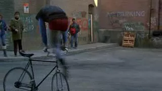 Quicksilver bike messenger trick scene.