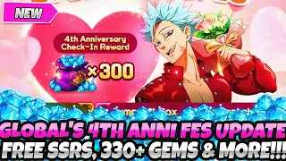 *GLOBAL'S 4TH ANNI FESTIVAL UPDATE IS HERE* FREE SSRS, 330+ GEMS, TRANSCENDENT BAN (7DS Grand Cross