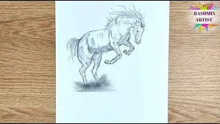 How to draw a HORSE| Step by step| Art by RASHMIN| Pencil sketch| Horse drawing|