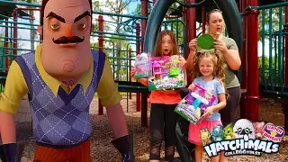 Hello Neighbor in Real Life Top Secret Hatchimals CollEGGtibles Toy Scavenger Hunt At The Park