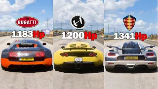 FH5 Drag Race - Veyron Vs Venom GT Vs Koenigsegg ONE1