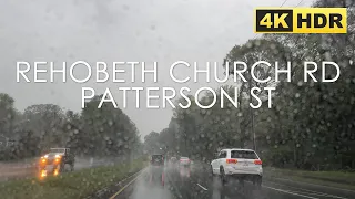 Rehobeth Church Rd to Patterson St Greensboro, North Carolina USA | Rainy Road Trip | 4K HDR
