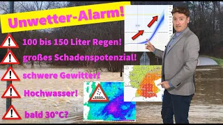 UPDATE: Unwetterwarnungen ausgedehnt! JETZT höchste Warnstufe LILA! Pegel schießen rauf! Gewitter