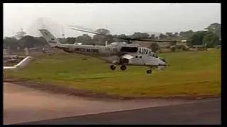 United Nations (Russian and Ukrainian) Mi-24P "Hind" in Sierra Leone.